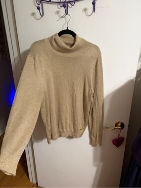 🥳 XL Calvin Klein Metallic Gold Turtleneck Sweater